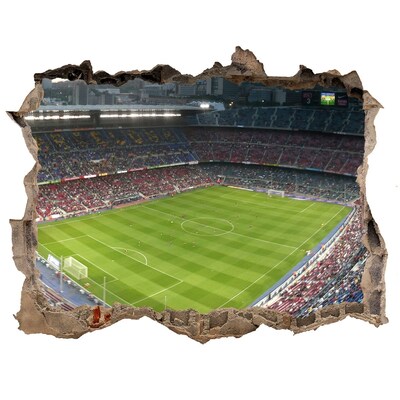 3D wall hole wallpaper The football stadium in action