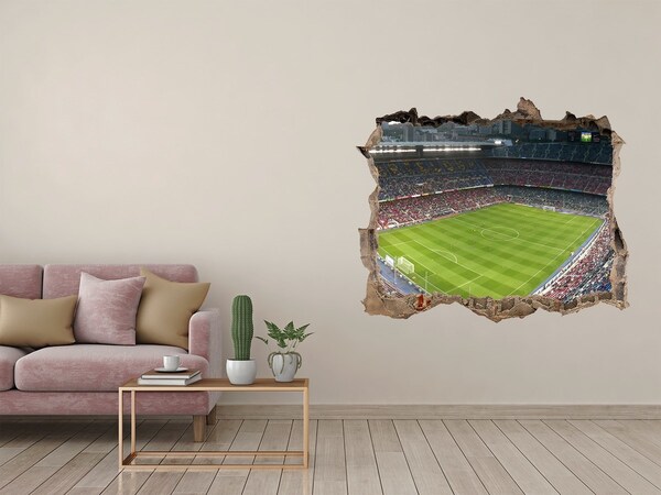 3D wall hole wallpaper The football stadium in action