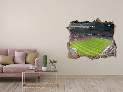 3D wall hole wallpaper The football stadium in action