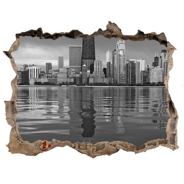 Hole in the wall sticker View of the city from the water