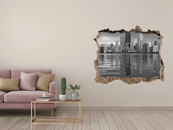 Hole in the wall sticker View of the city from the water