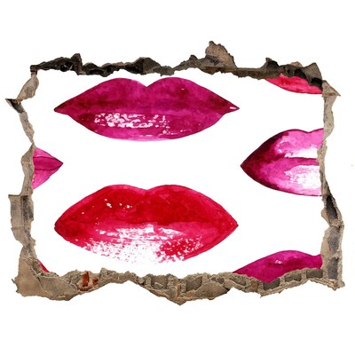 Hole in the wall sticker Lips in rainbow colors