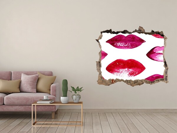 Hole in the wall sticker Lips in rainbow colors