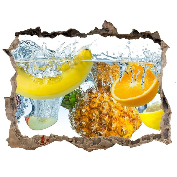 Hole wall sticker Fruit waterfall in concrete