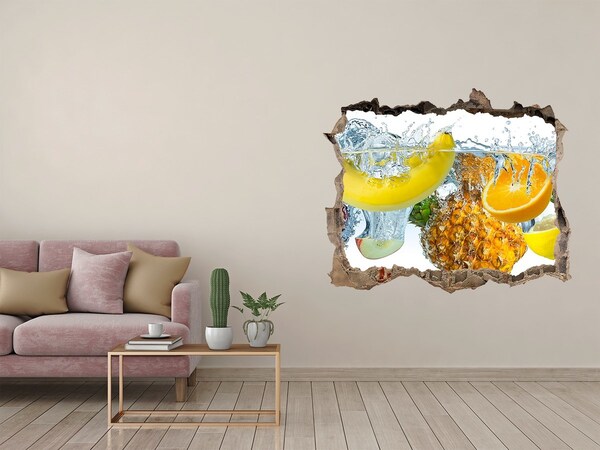 Hole wall sticker Fruit waterfall in concrete