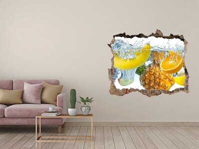 Hole wall sticker Fruit waterfall in concrete