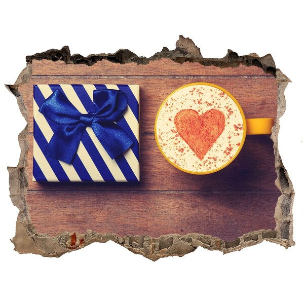 3D wall hole Coffee gift with a heart