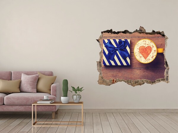 3D wall hole Coffee gift with a heart