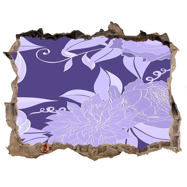 3D wall hole Floral motif on a purple background