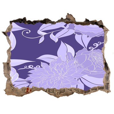3D wall hole Floral motif on a purple background
