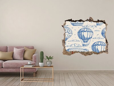 Hole wall sticker Hot air balloons in the clouds