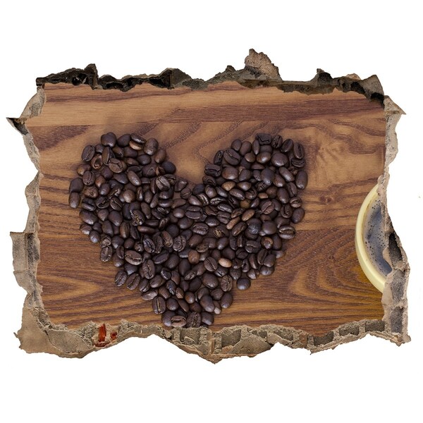 Hole wall sticker Coffee and a heart of beans