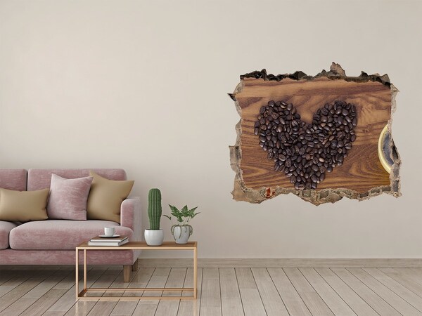 Hole wall sticker Coffee and a heart of beans
