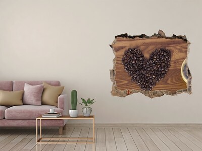 Hole wall sticker Coffee and a heart of beans