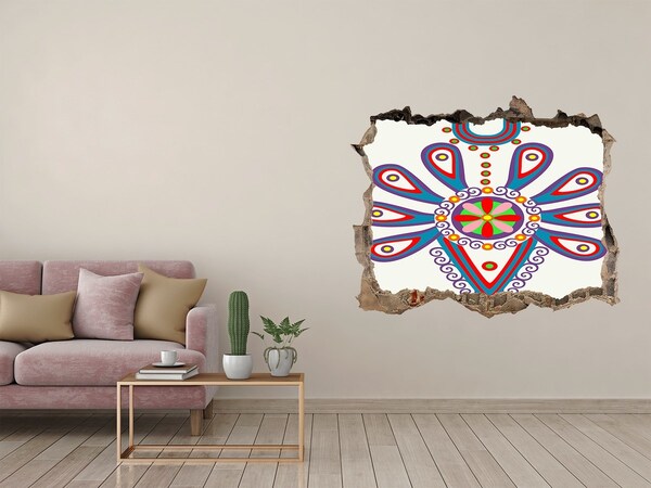 Hole wall sticker A colorful pattern against the background of a damaged wall