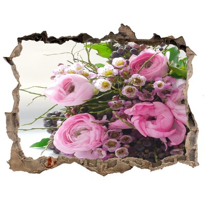 3D wall hole Hole in the Wall Flower Bouquet