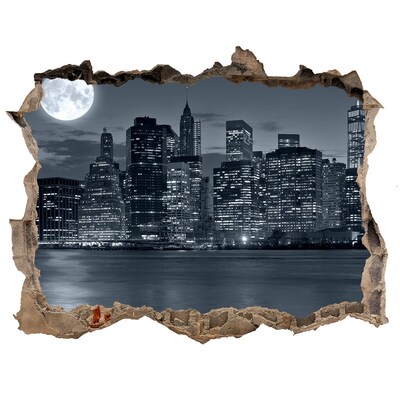 Hole wall sticker New York at night