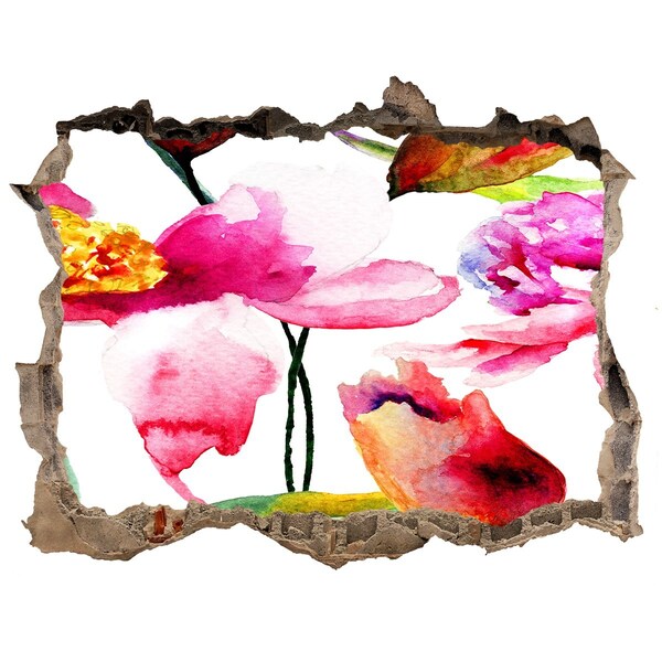 3D wall hole wallpaper Flower garden behind the wall