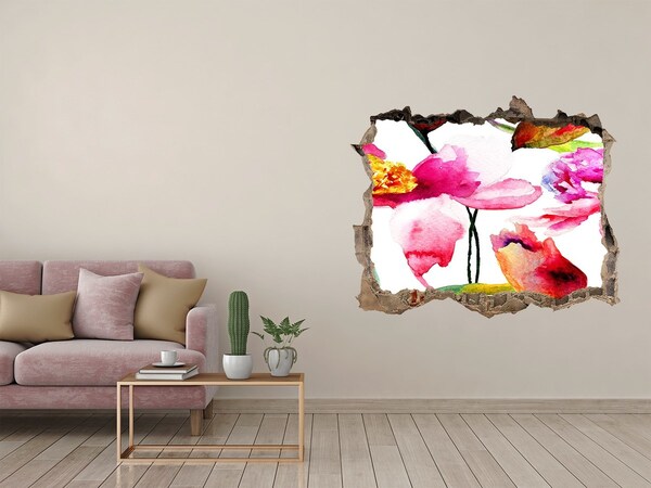 3D wall hole wallpaper Wild flowers