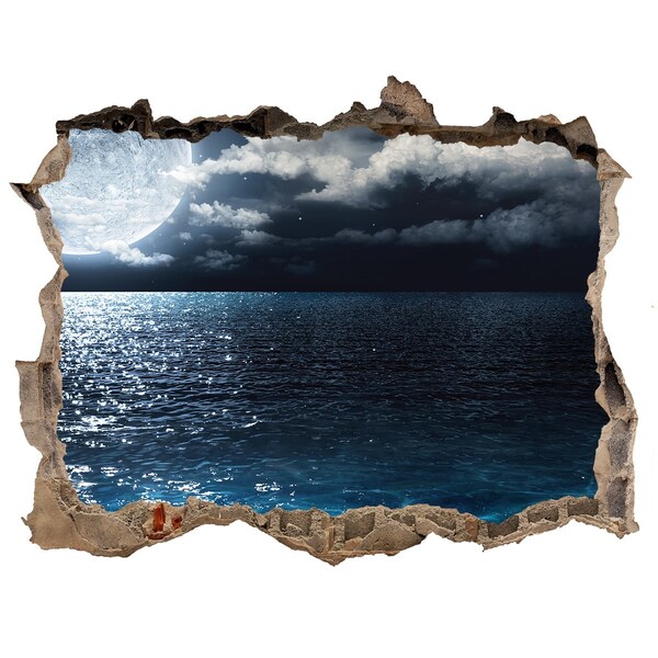 Hole wall sticker Night view of the sea