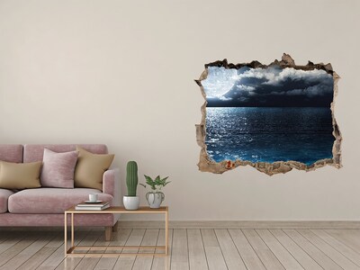 Hole wall sticker Night view of the sea