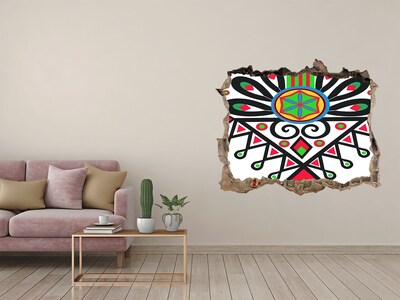 3D wall hole wallpaper Colorful folk pattern