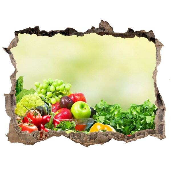 Hole in the wall sticker Fruits and vegetables in the garden