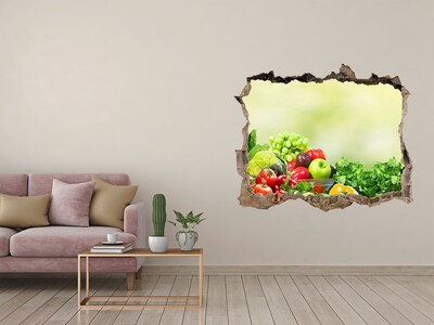Hole in the wall sticker Fruits and vegetables in the garden