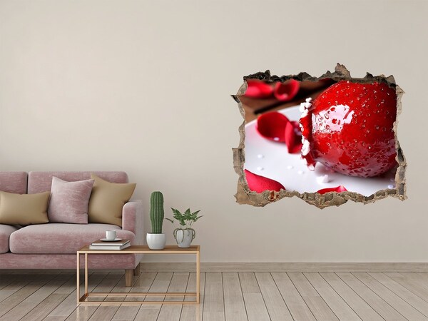 3D wall hole wallpaper Apple on a stick