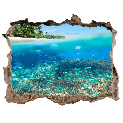 3D wall hole wallpaper Coral reef