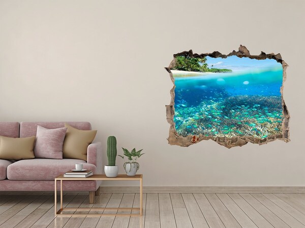 3D wall hole wallpaper Coral reef