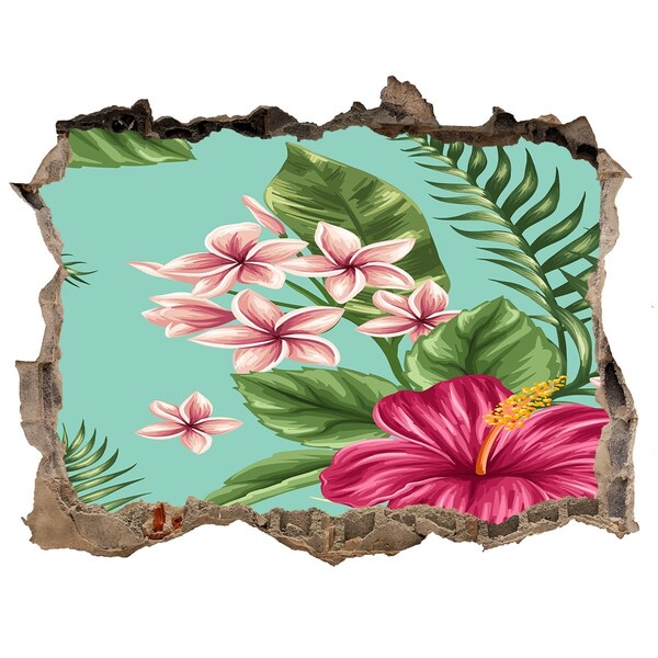 Hole in the wall decal Hawaiian flowers