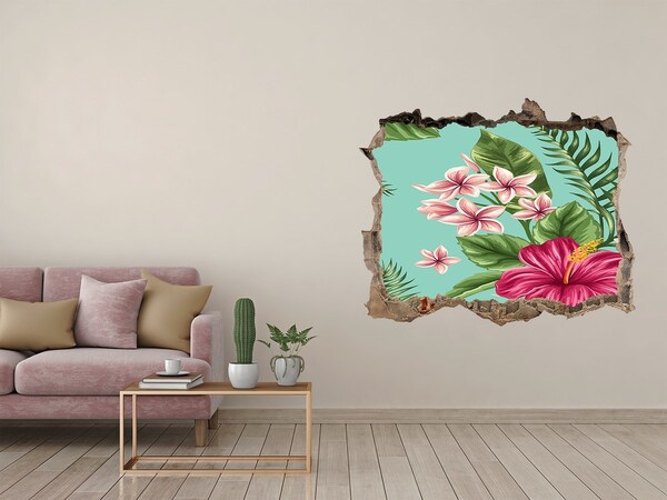 Hole in the wall decal Tropical paradise with flowers