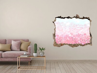Hole in the wall sticker A floral landscape in shades of pink
