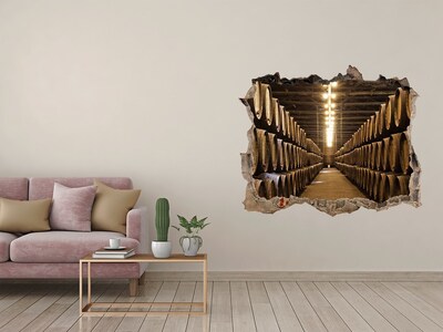 Hole in the wall sticker Interior of a winery with barrels