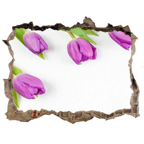 Hole in the wall decal Violet tulips