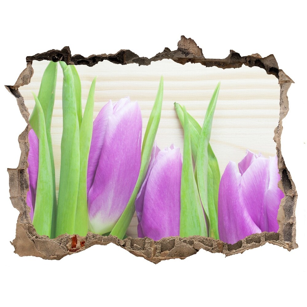 Hole in the wall decal Violet tulips