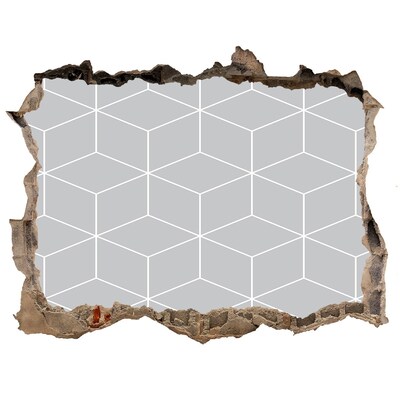 Hole in the wall decal Broken wall with geometric background