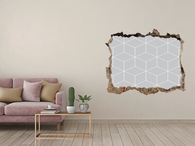 Hole in the wall decal Broken wall with geometric background