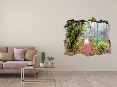 3D wall hole wallpaper Bridge in the tropics