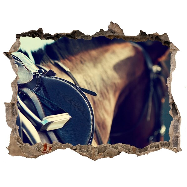 3D wall hole wallpaper A horse shot from behind a wall