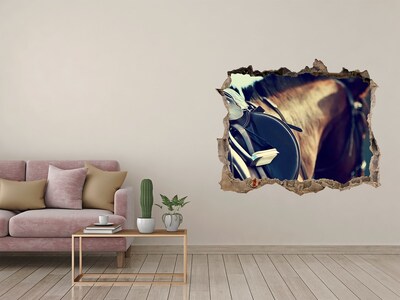 3D wall hole wallpaper A horse shot from behind a wall