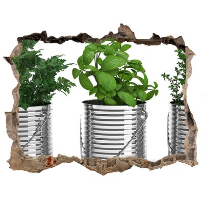 Hole wall sticker Green garden in metal pots