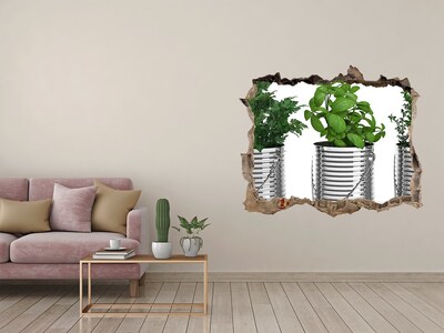 Hole wall sticker Green garden in metal pots