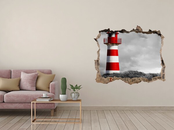 Hole wall sticker Lighthouse in the clouds