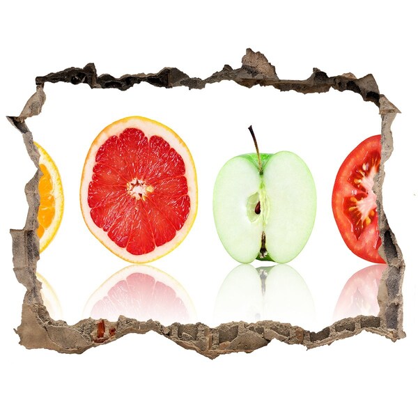 Hole in the wall decal Fruit illusion in concrete