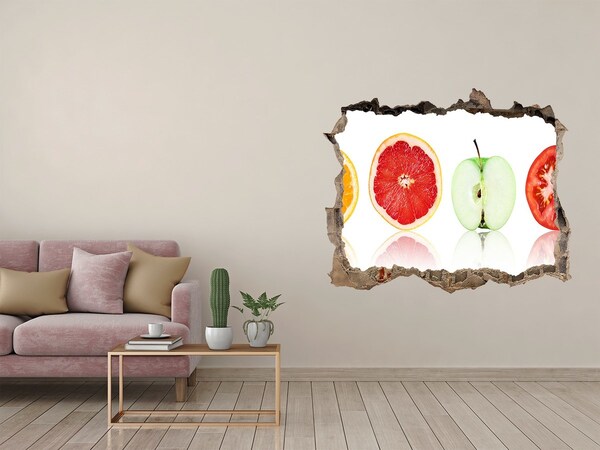 Hole in the wall decal Fruit illusion in concrete