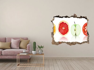 Hole in the wall decal Fruit illusion in concrete