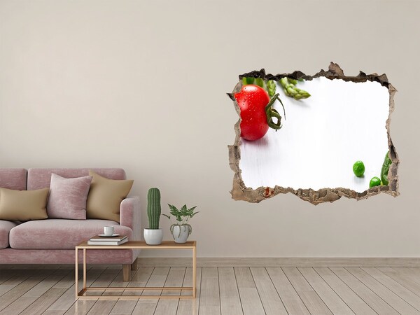 3D wall hole Fresh vegetables in the kitchen