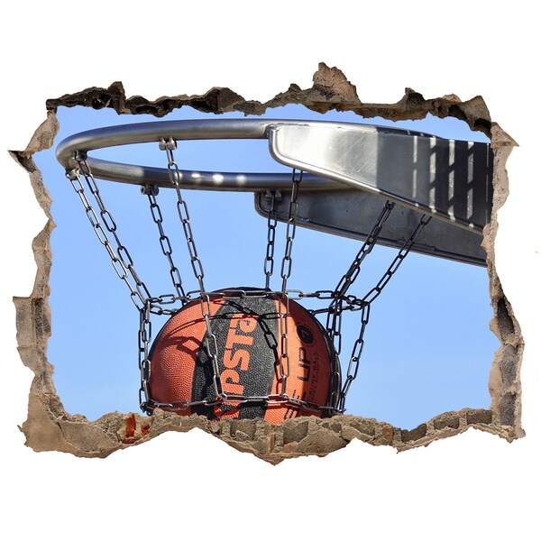 Hole wall sticker Basketball shot in action